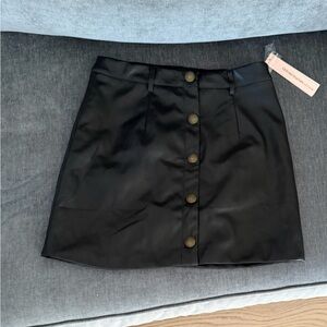 Aqua Black Leather Skirt